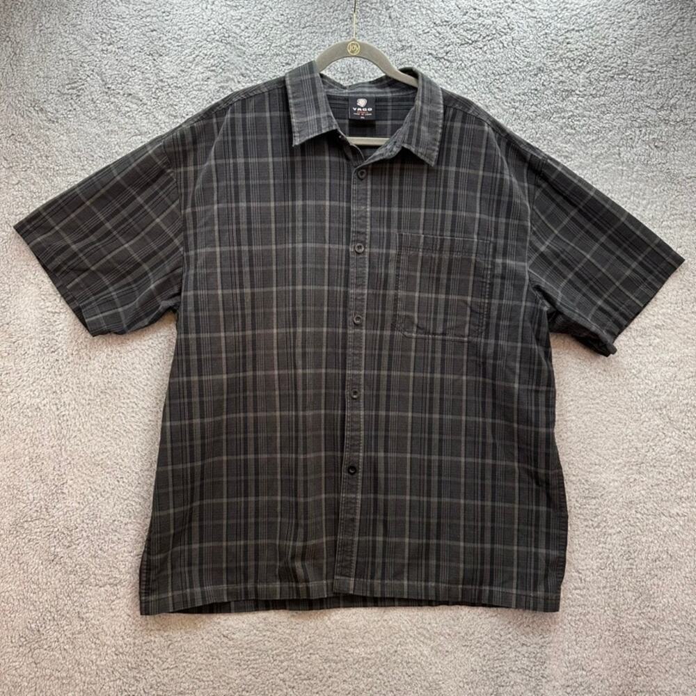 YAGO men's 3XL Short Sleeve Button Up Cotton‎ Blend Plaid Shirt Casual Comfort